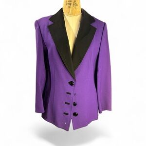 Louis Feraud Purple Blazer with Black Lapel